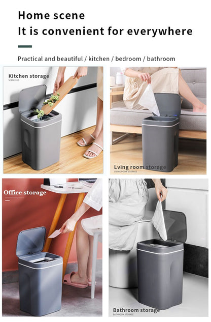 Touchless 16L Sensor Trash Can - Smart Waterproof Kitchen  Bathroom Wastebin