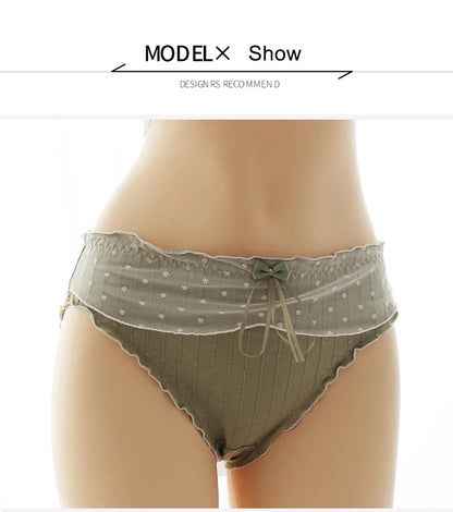 Women's Cotton Panties Large Sizes Sexy Lace Ruffles Bow Sweet Cute Panties Plus Size Female Underwear Cotton Briefs 6XL 7XL
