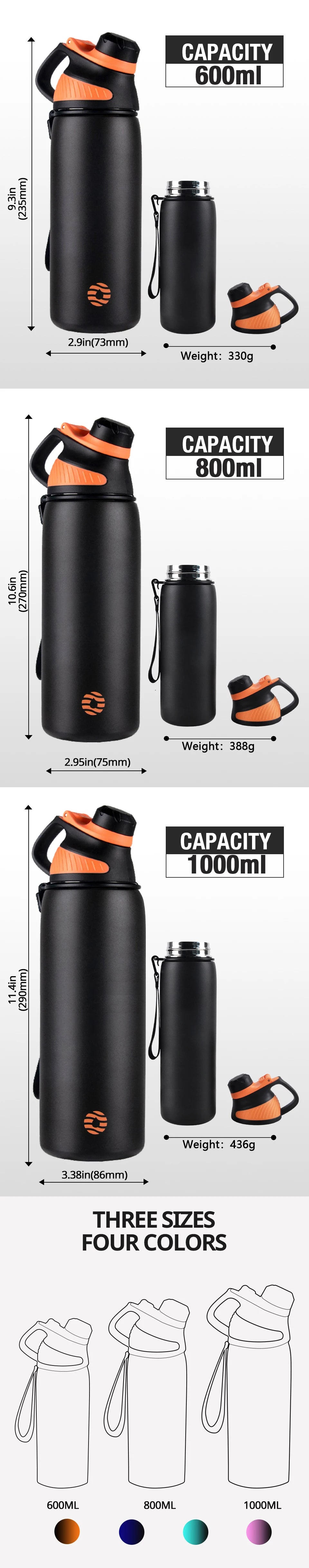 Fjbottle Thermo bottle With Magnetic Lid Outdoor Sport Stainless Steel Water Bottle Keep Cold Insulated Vacuum Flask 1000ml