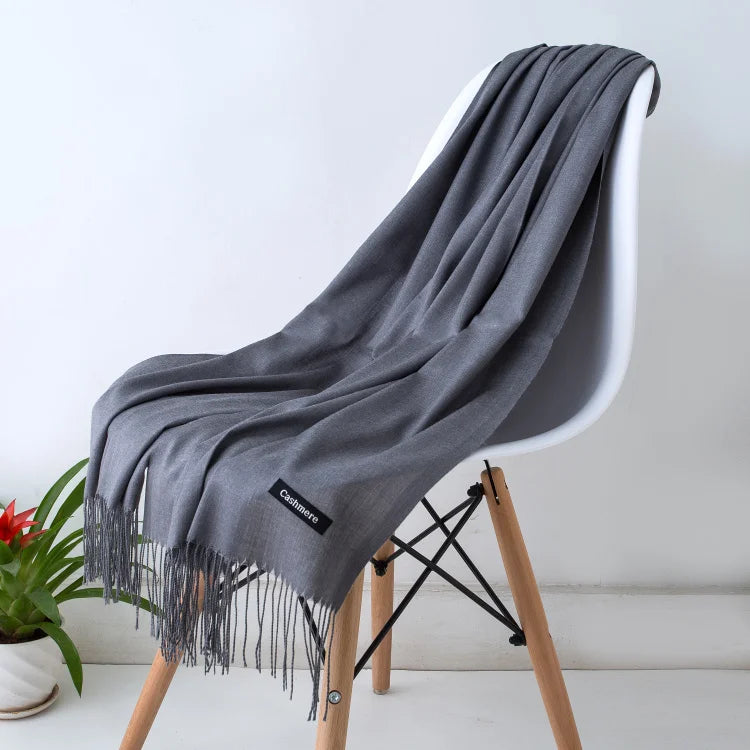 Cashmere Scarf for Women - Warm Autumn Winter Shawl with Tassels