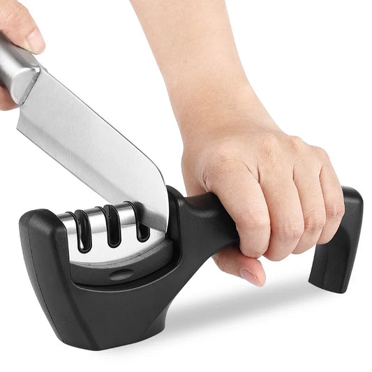 Three-Stage Ceramic Diamond Knife Sharpener - Handheld Kitchen Tool - ZOOMNSTORE