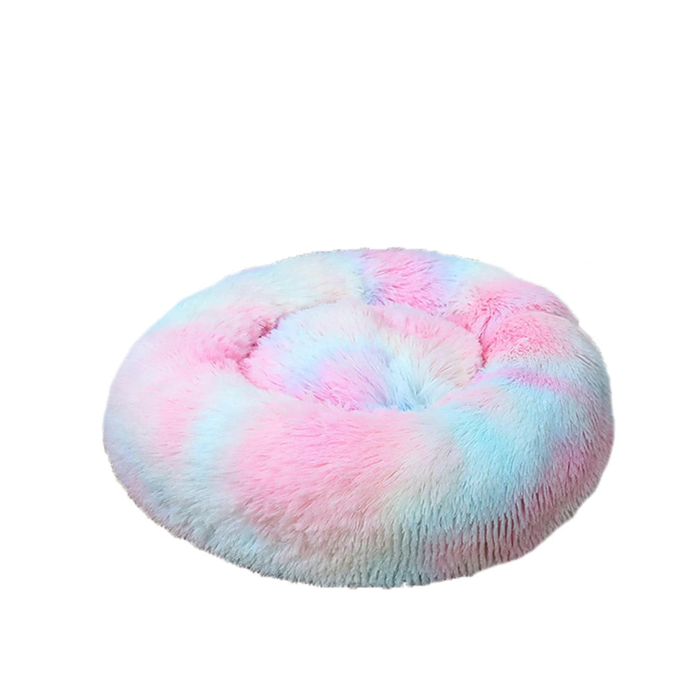 Donut Dog Bed - Soft Plush Pet Bed With Raised Rim | Warm Washable Cushion