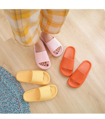 Thick Platform Bathroom Home Slippers Women Fashion Soft Sole EVA Indoor Slides Woman Sandals 2024 Summer Non-slip Flip Flops
