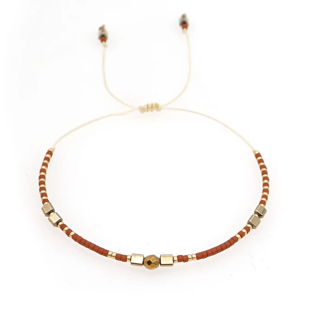 Boho Semi-Precious Stone Bracelet - Amber  Black Gallstone Fashion Gift for Women - ZOOMNSTORE