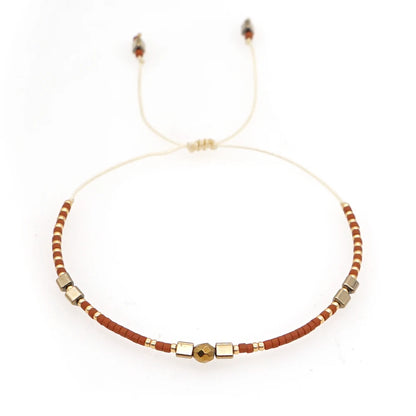 Boho Semi-Precious Stone Bracelet - Amber  Black Gallstone Fashion Gift for Women - ZOOMNSTORE