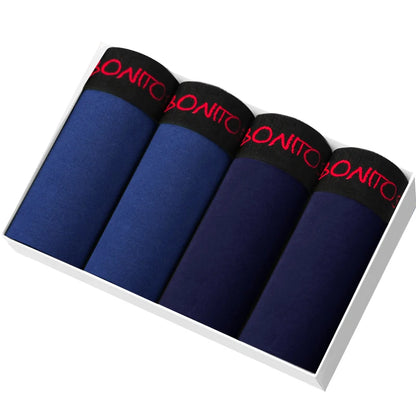 Mens Cotton Boxer Shorts - 4-Pack Underwear Set Soft and Comfortable