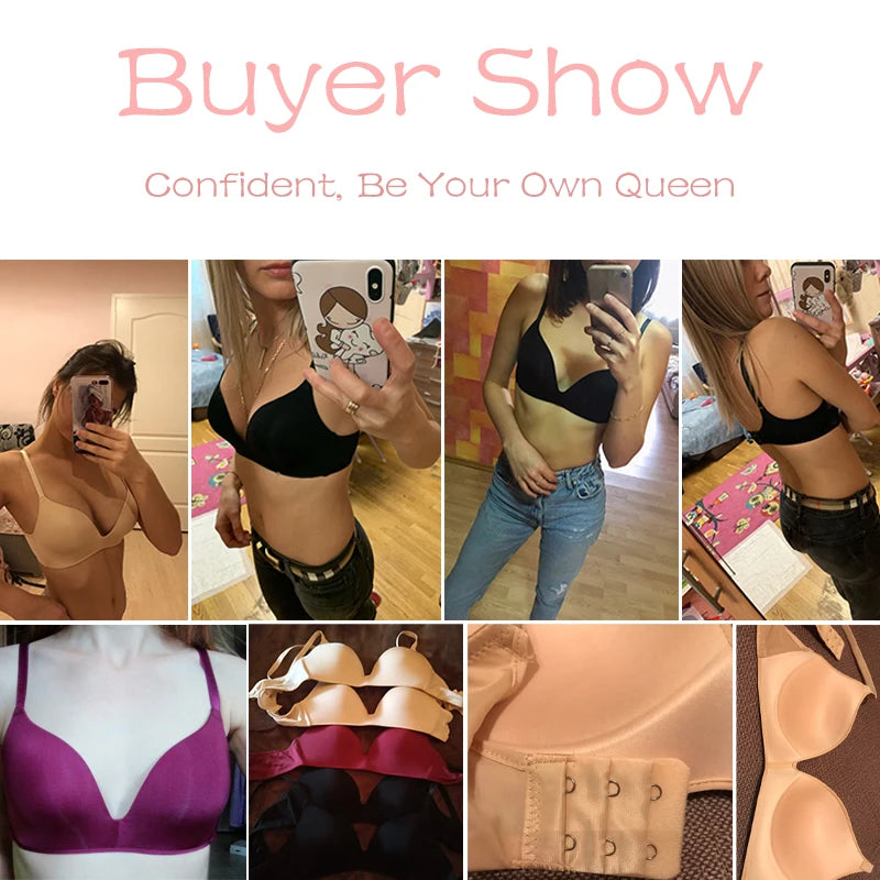 Seamless Push Up Bras - Wire Free A B Cup Bra With Adjustable Straps