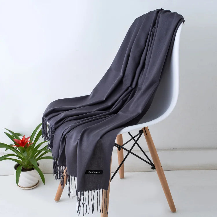 Cashmere Scarf for Women - Warm Autumn Winter Shawl with Tassels