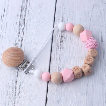 Personalized Baby Pacifier Clip - Custom Name Silicone Holder & Teether Chain Gift