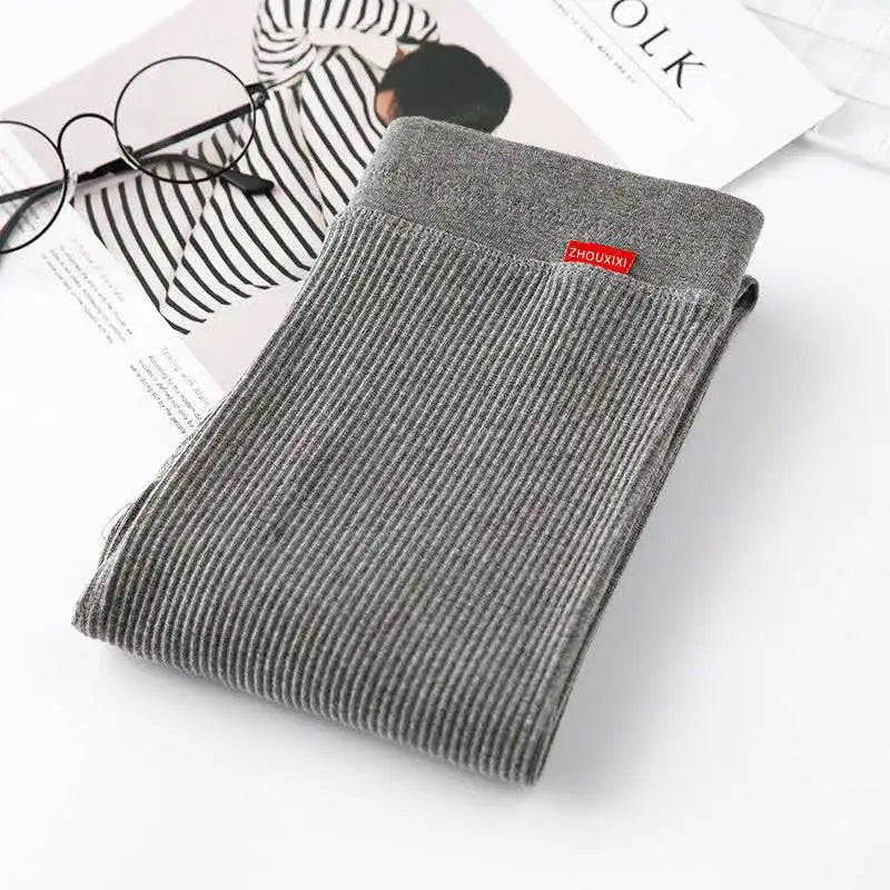Ribbed Leggings Women - High Waist Cotton Blend Warm Winter Leggings | Casual Threaded Pants