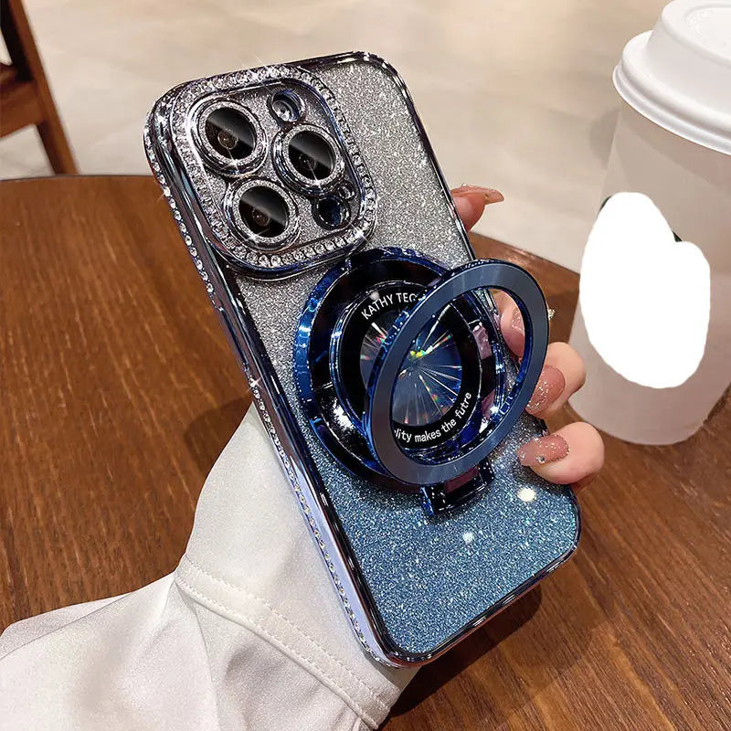 Luxury Glitter Diamond Mirror Phone Case - Magnetic TPU for iPhone 13-17 Pro Max Plus - ZOOMNSTORE