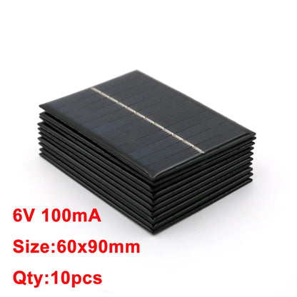 10PCS X DC Solar Panel 6V 100mA 167mA 183mA 333mA 500mA 583mA 750mA Solar Battery cell phone charger portable