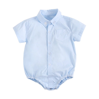 Baby Boys Bodysuit - Soft Cotton Fabric Summer Baby Bodysuit with Plaid Pattern