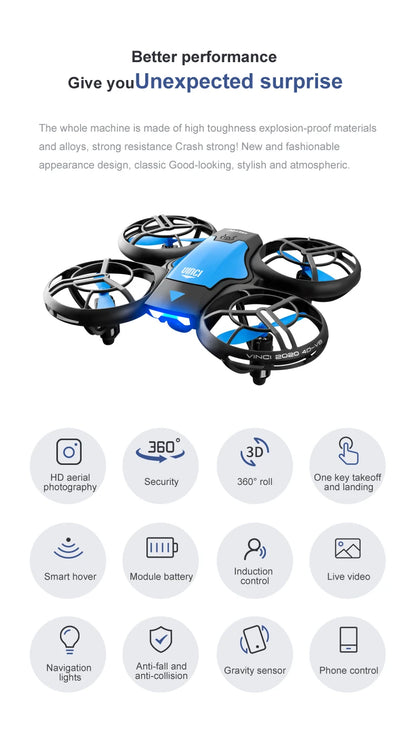 V8 Mini Drone - 4K HD Camera WiFi FPV Height Hold Kids RC Helicopter - ZOOMNSTORE