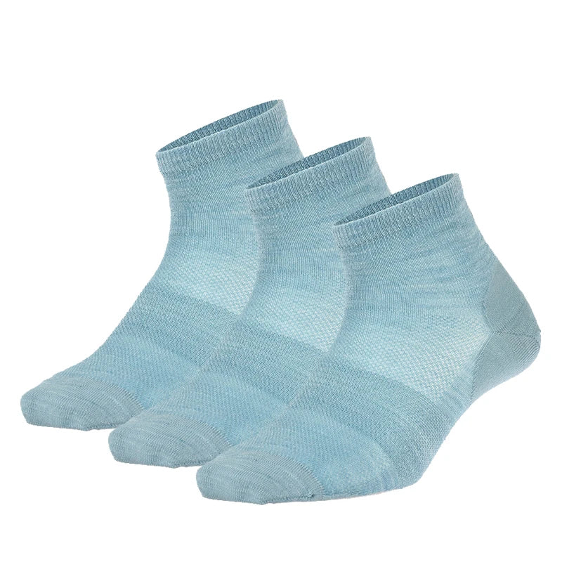 Merino Wool Athletic Socks - No Show Ankle Breathable Mesh, Toe Heel Reinforcement
