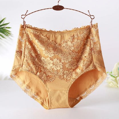 Woman Sexy Cotton Panties of Large Size New Lace Female Underwear with High Waist Cotton Briefs Plus Size Women's Panties 2025