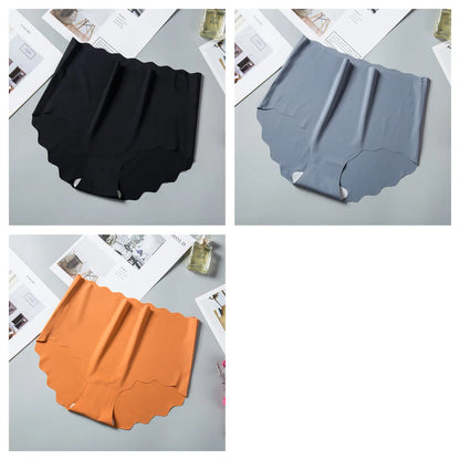 3Pcs/Set Ice Silk Panties Women Hip Lift Briefs Seamless Underwear Female High Waist Panties M-XXL Underpants Invisible Lingerie