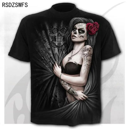 Mens 3D Skull T-Shirt - Punk Summer Streetwear Top O-neck Sizes XXS-5XL - ZOOMNSTORE