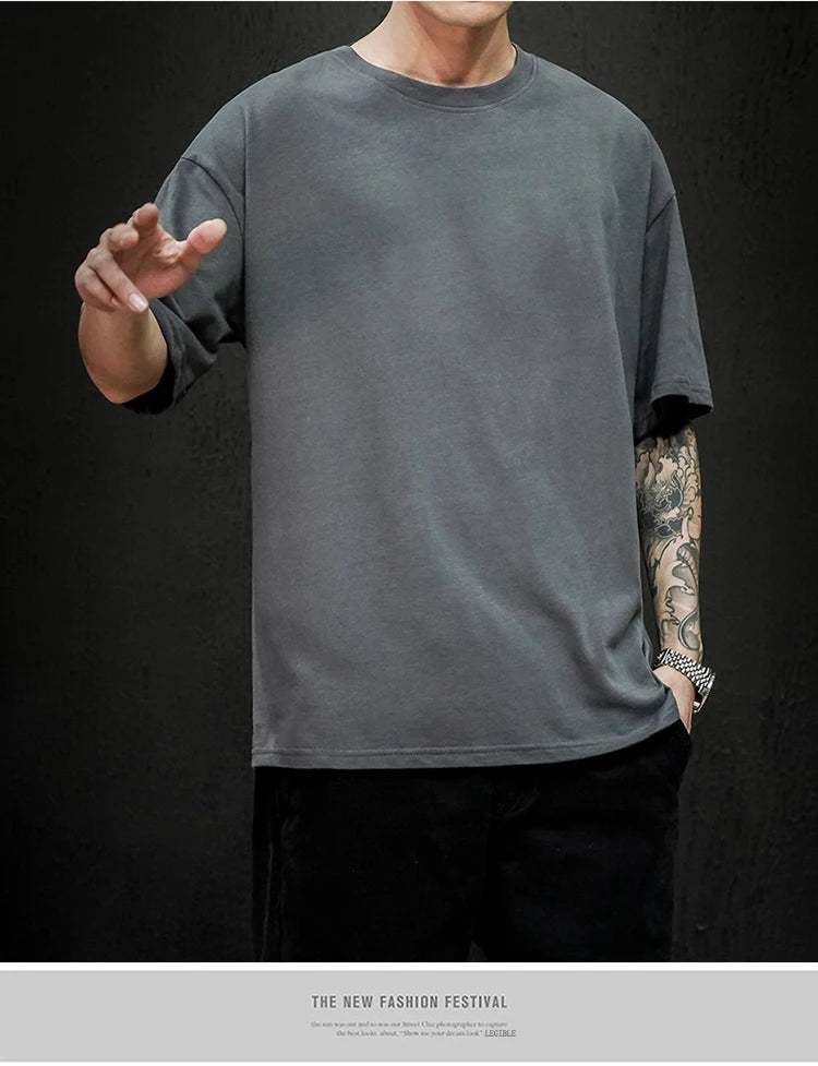LEGIBLE 2025 Summer Men's T Shirt Casual Loose Cotton Short Sleeve T-Shirt Mens Top Tee shirt Men