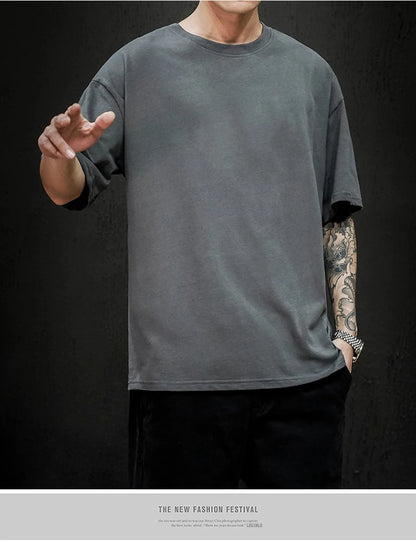 LEGIBLE 2025 Summer Men's T Shirt Casual Loose Cotton Short Sleeve T-Shirt Mens Top Tee shirt Men