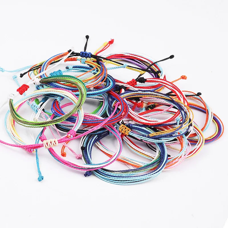 Waterproof Handmade Wax Rope Bracelets - Adjustable Friendship Anklets - ZOOMNSTORE