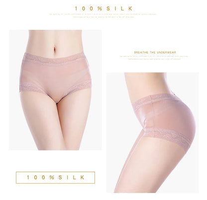 Natural silk high waist Briefs big plus size underwear women transparent seamless woman panties bragas mujer panty