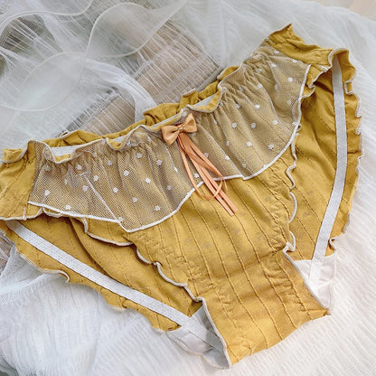 Women's Cotton Panties Large Sizes Sexy Lace Ruffles Bow Sweet Cute Panties Plus Size Female Underwear Cotton Briefs 6XL 7XL