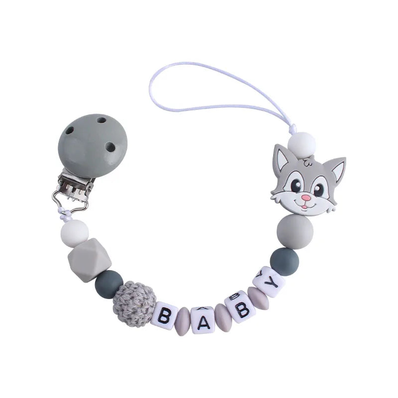 Personalized Baby Pacifier Clip - Custom Name Silicone Holder & Teether Chain Gift