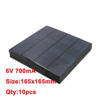 10PCS X DC Solar Panel 6V 100mA 167mA 183mA 333mA 500mA 583mA 750mA Solar Battery cell phone charger portable