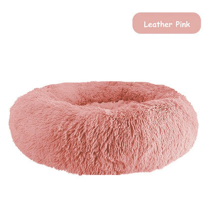 Donut Dog Bed - Soft Plush Pet Bed With Raised Rim | Warm Washable Cushion
