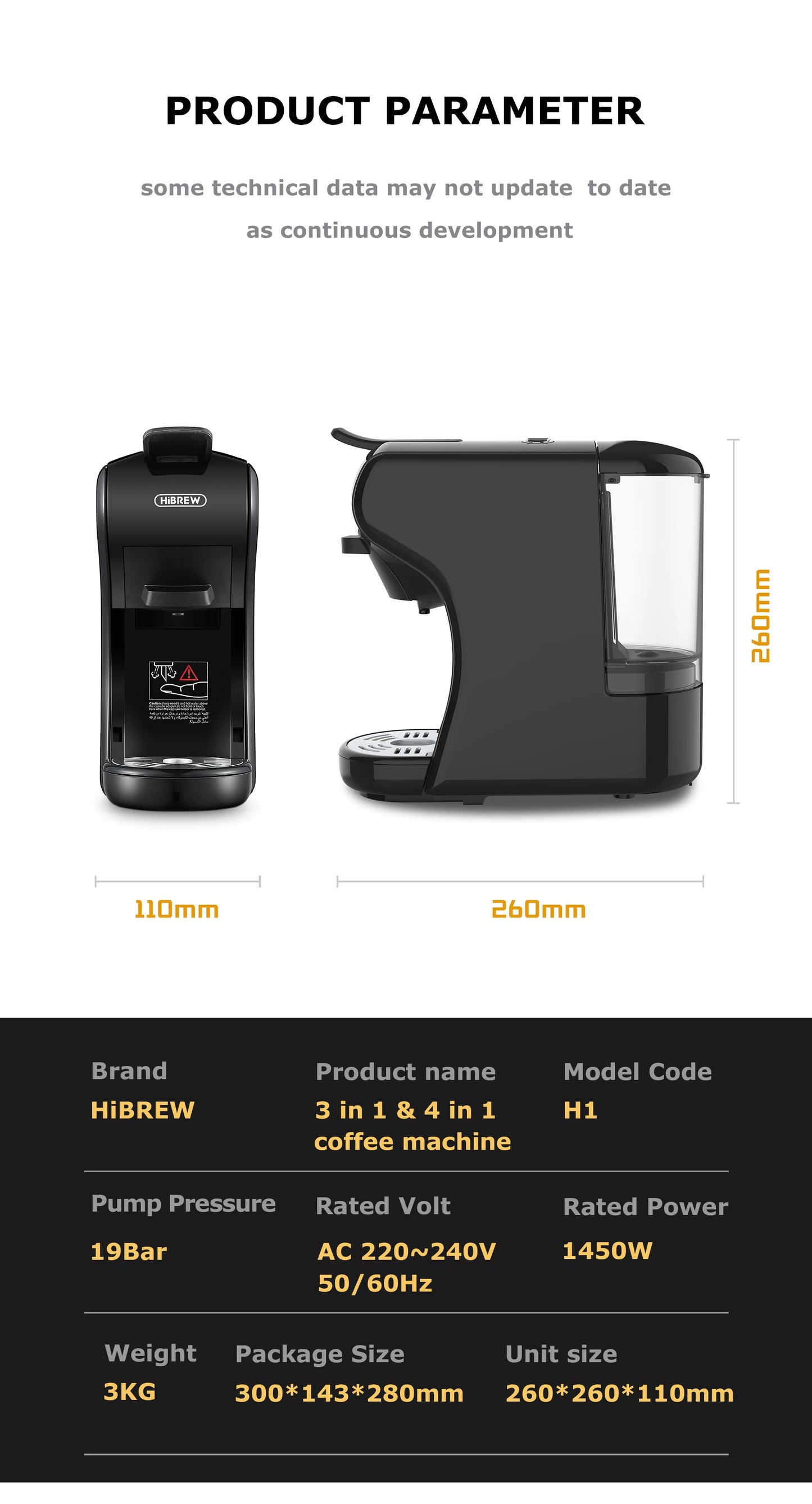 HiBREW 4-in-1 Coffee Machine - 19 Bar Espresso  Pod Maker for Hot  Cold Drinks - ZOOMNSTORE