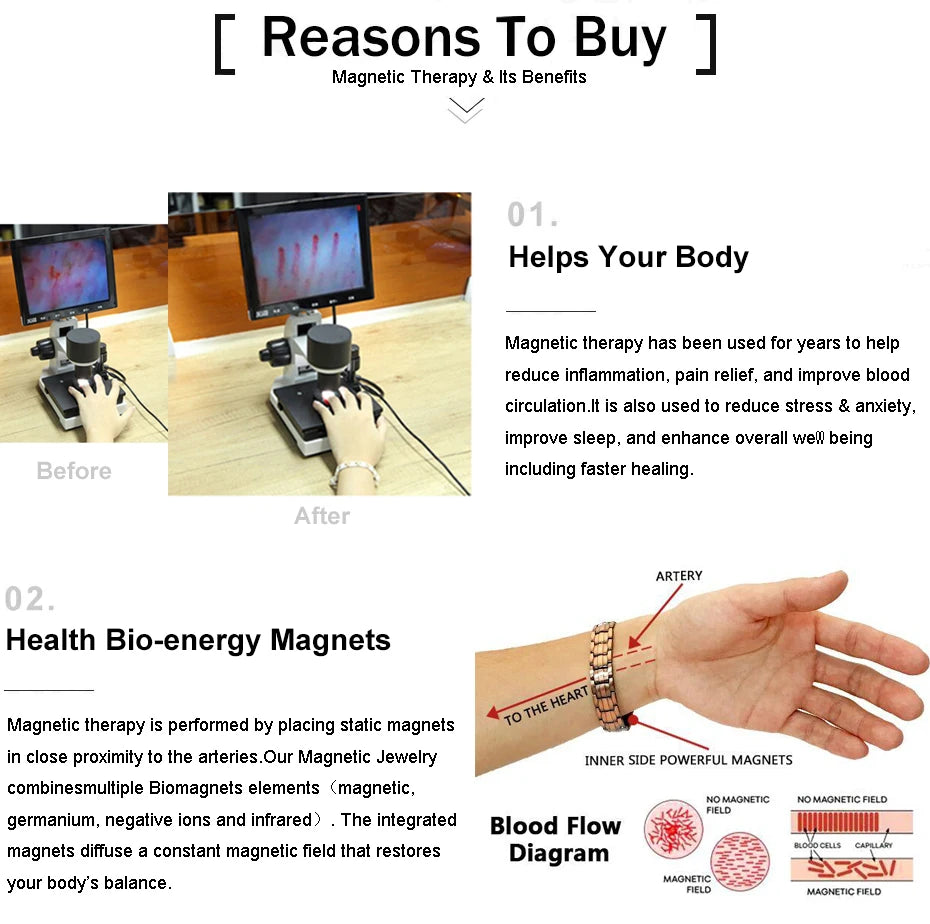 Men Magnetic Copper Bracelet Healing Bio Therapy Arthritis Pain Relief Bangle Cuff Jewelry Bracelets For Women Drop Shipping