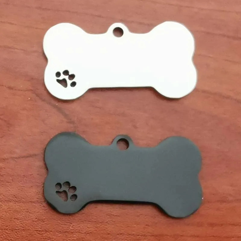 Pet Collar Personalized ID Tag Engraved Name for Dog Cat Puppy Keyring Charm Pendant Bone Necklace Accessories