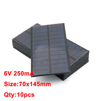 10PCS X DC Solar Panel 6V 100mA 167mA 183mA 333mA 500mA 583mA 750mA Solar Battery cell phone charger portable