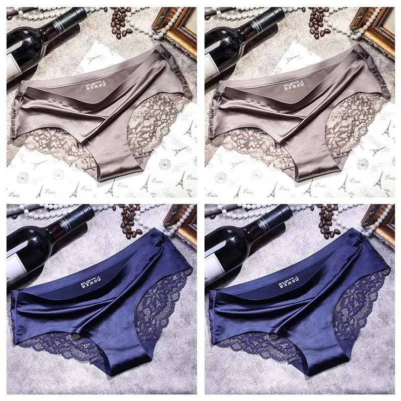 TEXIWAS 4pcs/lot Lace Panties Women Seamless Ladies Underwear Lace Briefs Sexy Panties for Women Comfort Lingerie Plus Size