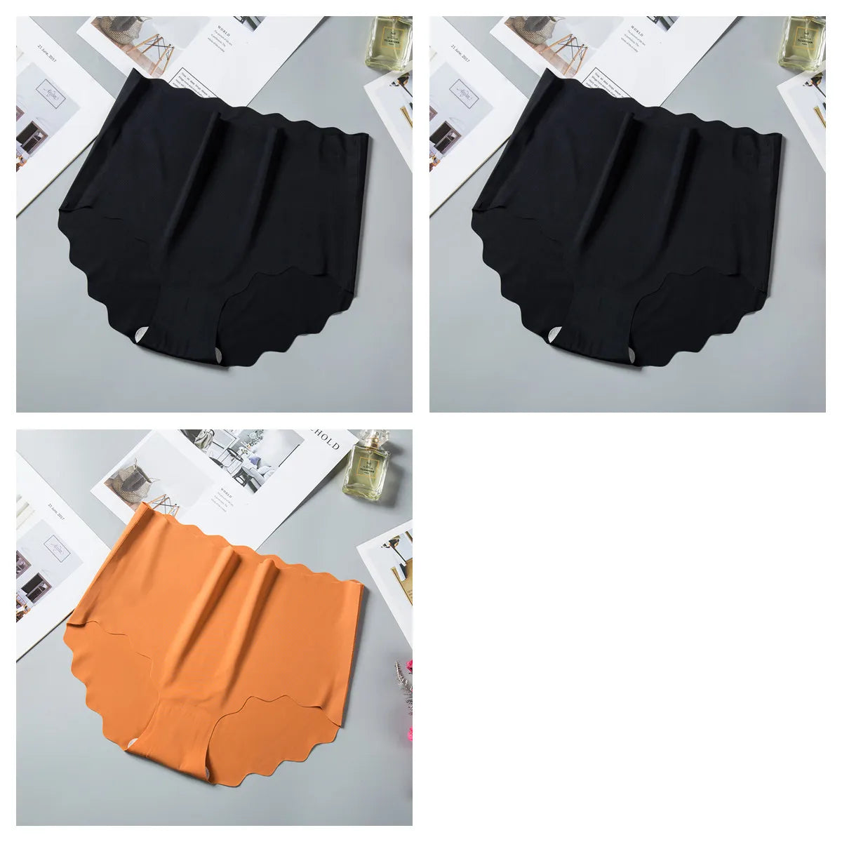 3Pcs/Set Ice Silk Panties Women Hip Lift Briefs Seamless Underwear Female High Waist Panties M-XXL Underpants Invisible Lingerie
