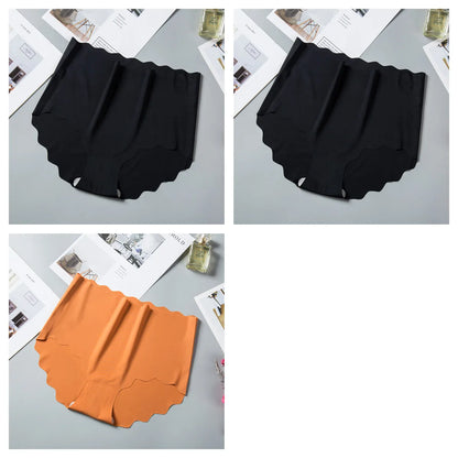3Pcs/Set Ice Silk Panties Women Hip Lift Briefs Seamless Underwear Female High Waist Panties M-XXL Underpants Invisible Lingerie