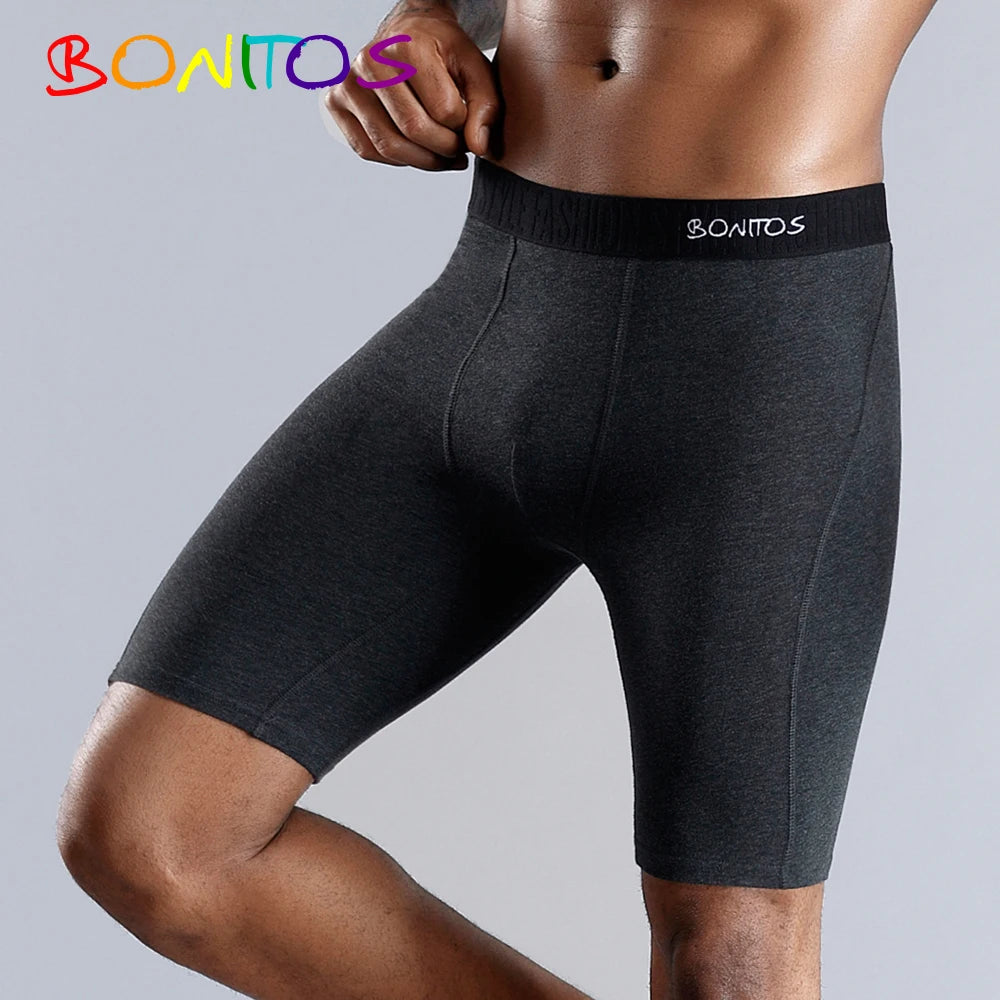 BONITOS Men Boxer Long Leg Boxer Men Underwear Men Underpants Erkek Natural Cotton Sexy Boxer Shorts Top Brand Underwear Soft