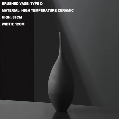 Nordic Style Round Ceramic Vase - Handmade Decorative Home Art - ZOOMNSTORE