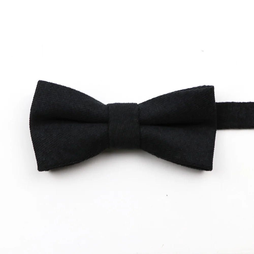 Solid Color Suede Bow Tie - Classic Men  Kids Bowknot for Weddings