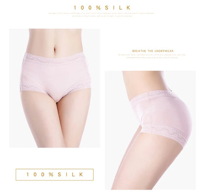 Natural silk high waist Briefs big plus size underwear women transparent seamless woman panties bragas mujer panty