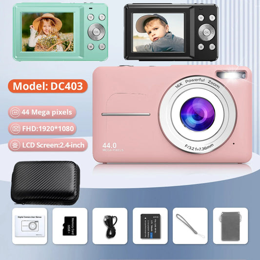 HD 1080P Compact Digital Camera - 44MP Rechargeable Camera with 16x Zoom for Kids  Beginners - ZOOMNSTORE