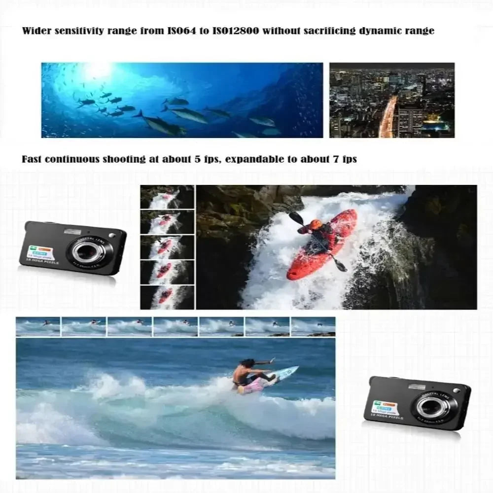 18MP HD Digital Camera - Rechargeable LCD Outdoor Video Camera with Anti-Shake  SD Card Support for Kids - ZOOMNSTORE