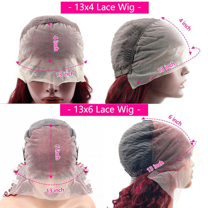 HD Lace Frontal Wig - 13x6 Burgundy 99J Remy Brazilian Human Hair, Straight, High Density - ZOOMNSTORE