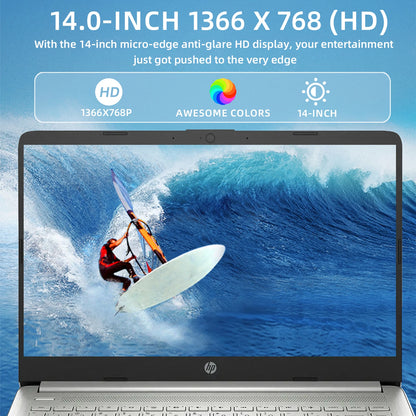 HP 14 Business Laptop - Intel Celeron N4120 16GB RAM 384GB Storage Office 365 Silver - ZOOMNSTORE