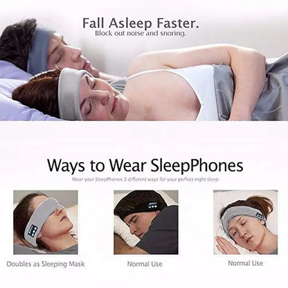 Wireless Stereo Bluetooth 5.4 Headphones Running Sleeping Earphone Headset Knit Sports Music Headband Eye Mask With MIC
