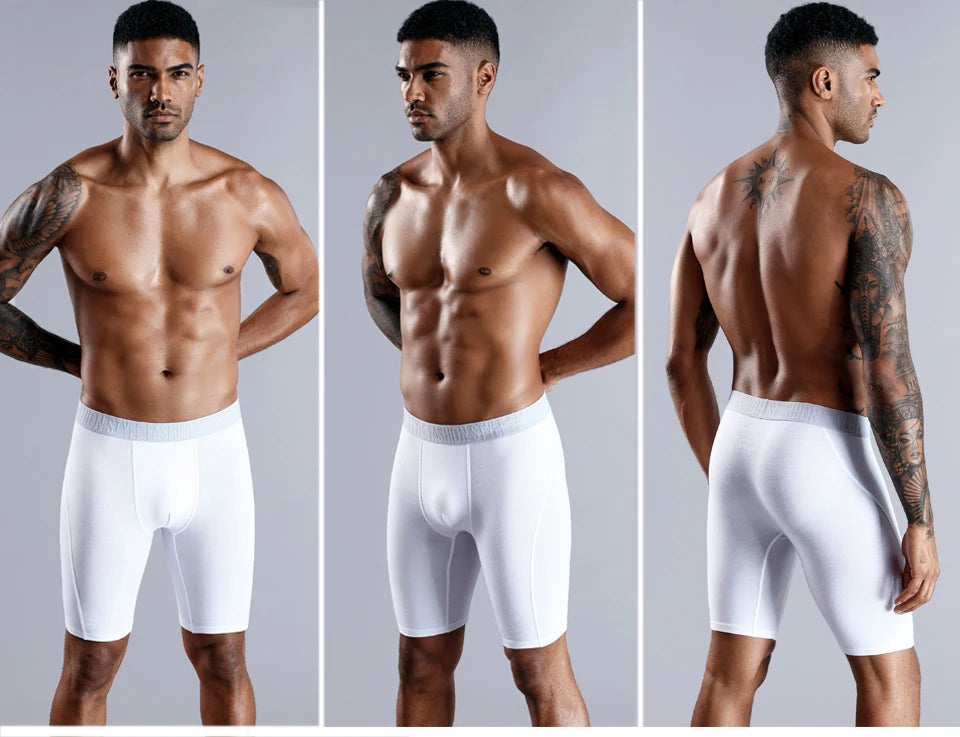 BONITOS Men Boxer Long Leg Boxer Men Underwear Men Underpants Erkek Natural Cotton Sexy Boxer Shorts Top Brand Underwear Soft