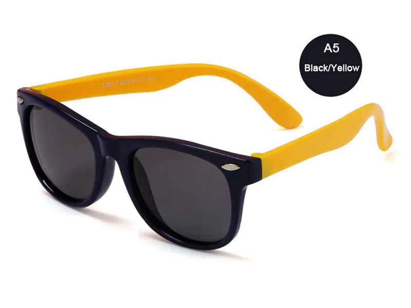 Kids Polarized Sunglasses - Classic Designer Eyeglasses with Flexible TR90 Frame