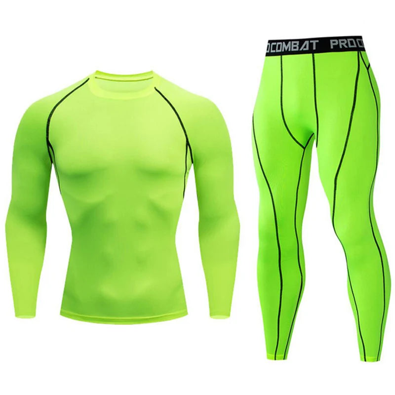 Quick Dry Men's Thermal Underwear Sets Running Compression Sport Suits Basketball Tights Clothes Gym Fitness Jogging Sportswe