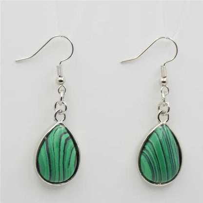 Natural Stone Water-Drop Dangle Earrings – Teardrop Hooks